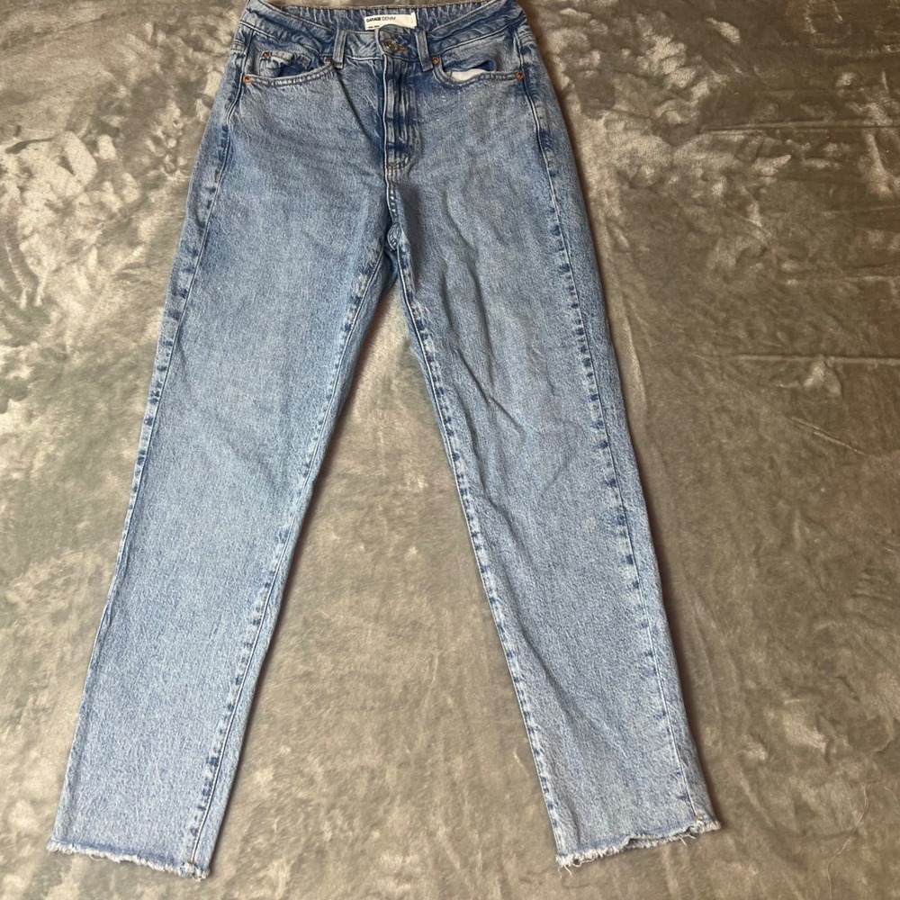 GARAGE Denim Mom Jeans Light Wash Frayed Hem Size 01 25